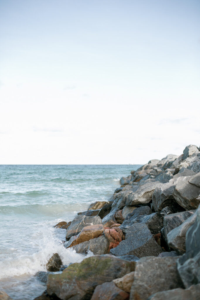 view of rocks on the beach
